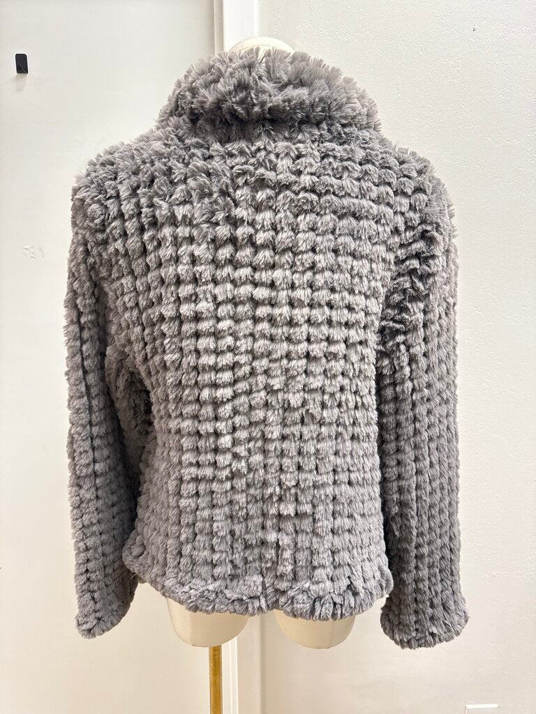 Heartloom Grey Faux Fur Open Jacket