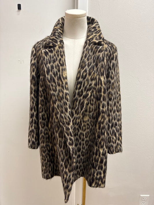Theory Animal Print Fuzzy Overcoat
