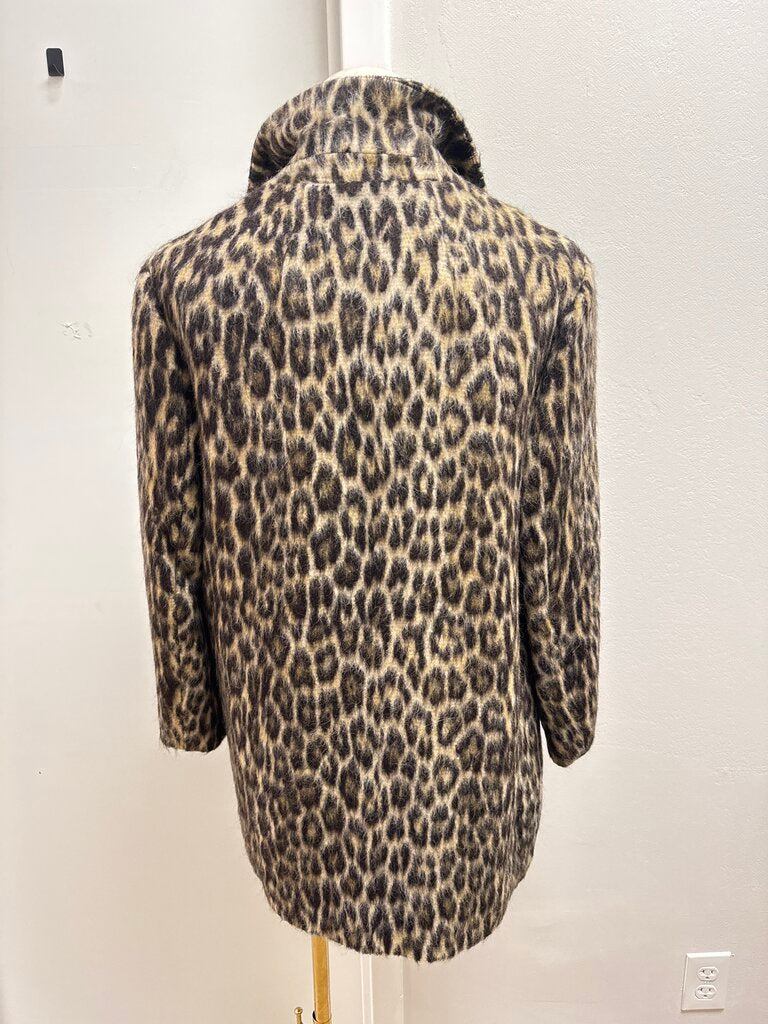 Theory Animal Print Fuzzy Overcoat