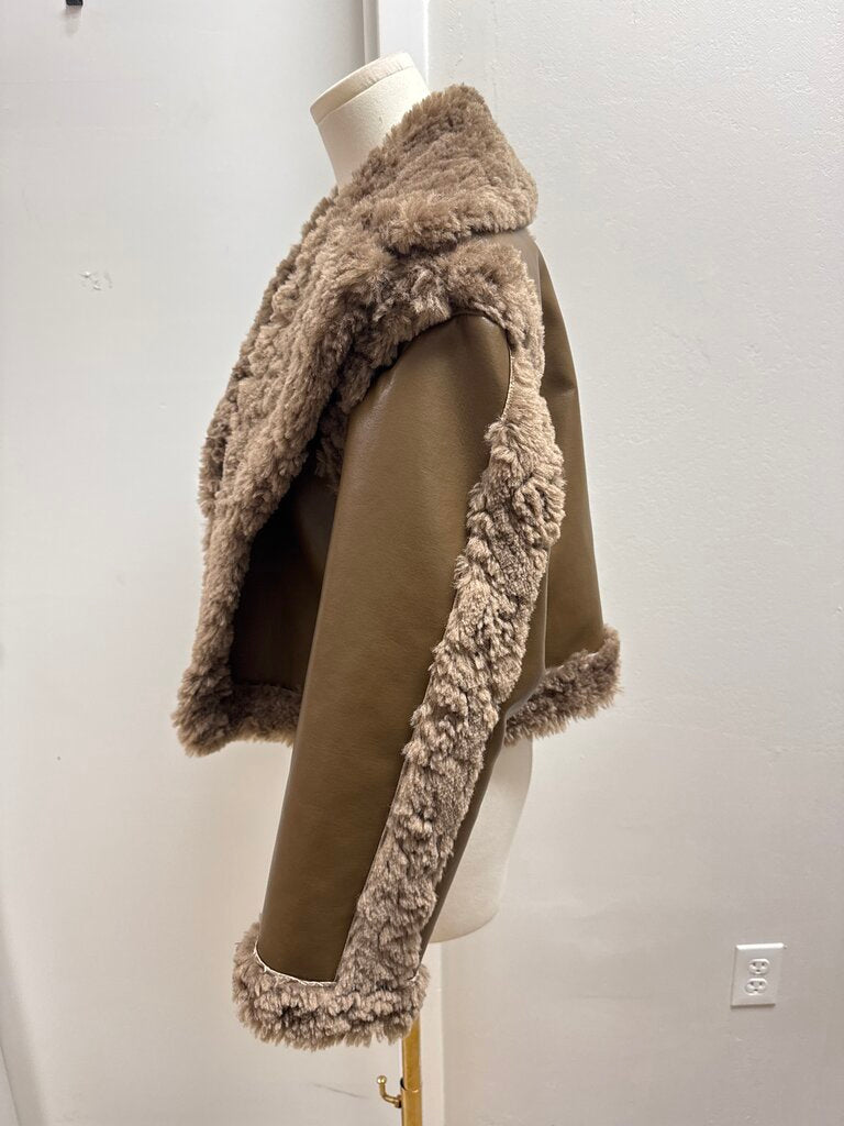 LPA Brown Faux Shearling Coat w/ Detachable Bottom