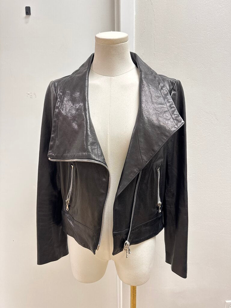 Veronica Beard Black Leather Moto Jacket