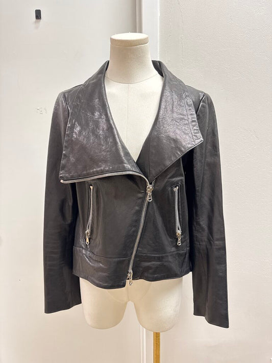 Veronica Beard Black Leather Moto Jacket