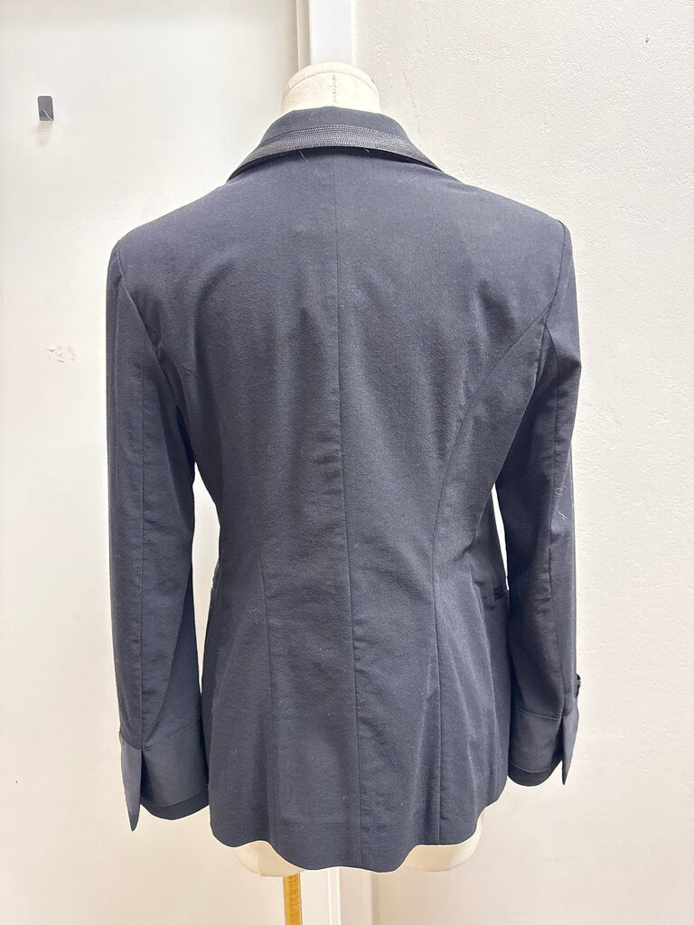 Donna Karan Black Grosgrain Detail Blazer