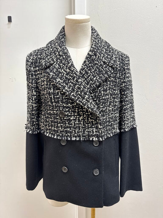 Michael Kors Black and White Tweed Peacoat