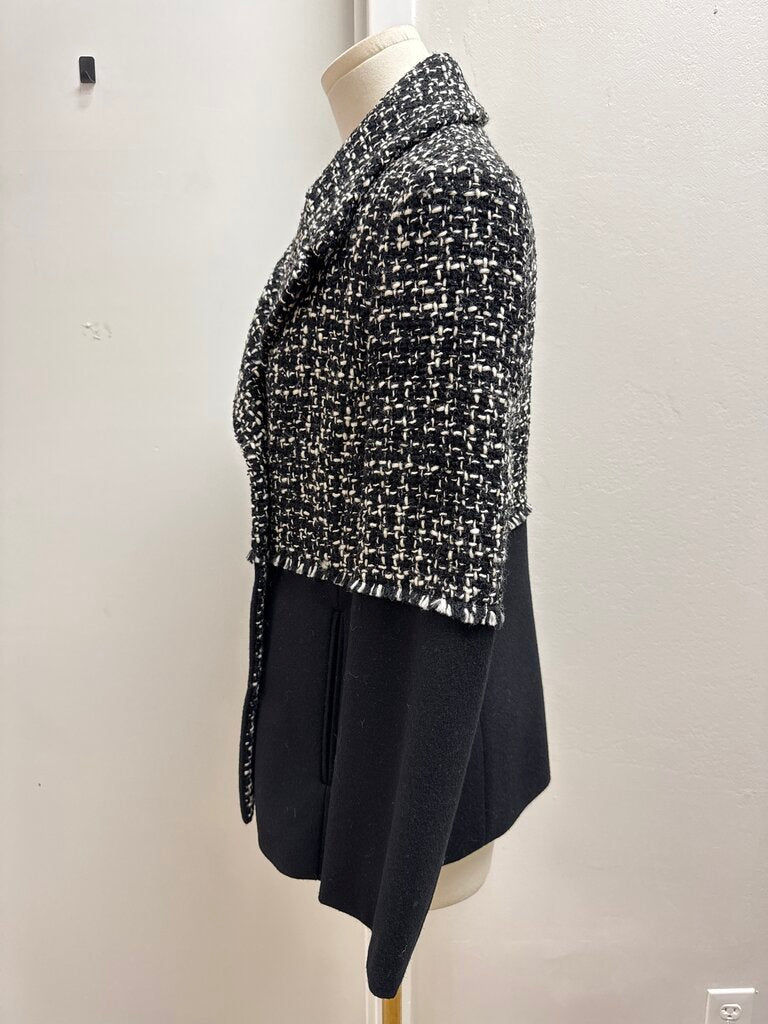Michael Kors Black and White Tweed Peacoat