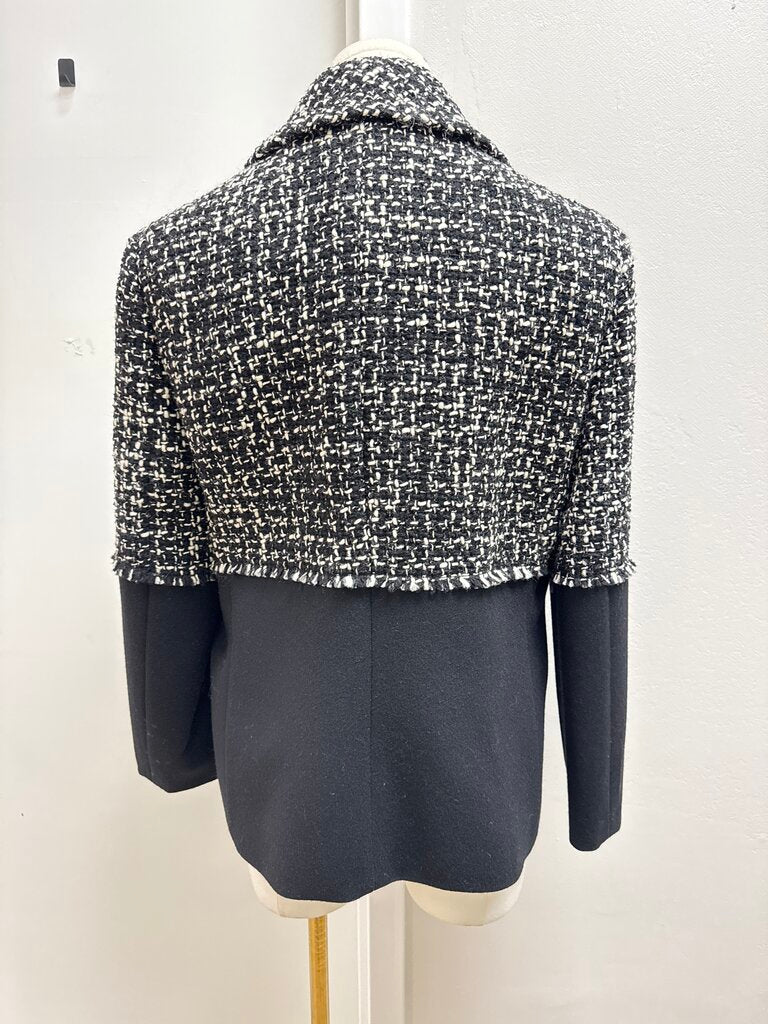 Michael Kors Black and White Tweed Peacoat