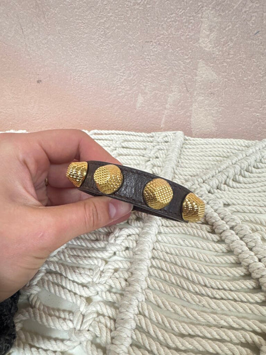 Balenciaga Brown Leather Stud Bracelet w/Dustbag