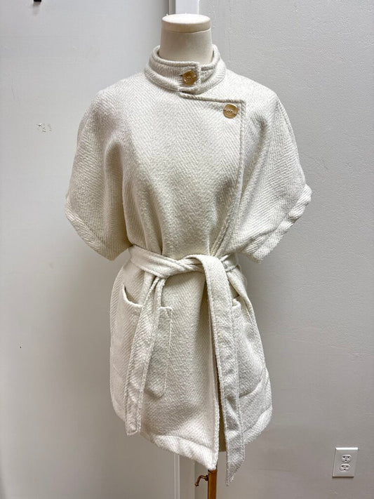 Sanctuary White Short Sleeve Belted Coat