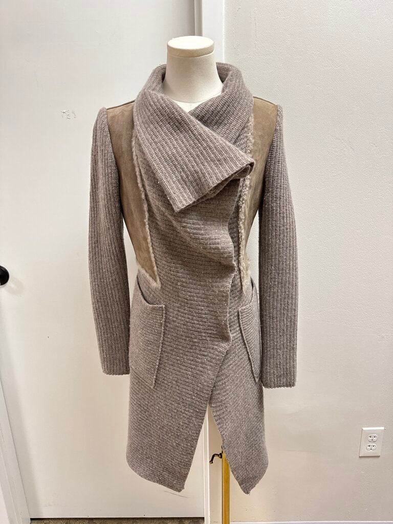Artico Taupe Suede, Shearling and Cashmere Coat