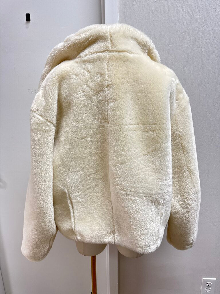 Frame Ivory Faux Fur Cropped Jacket