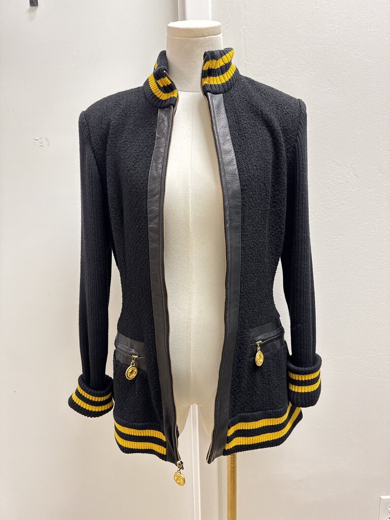 Donna Karan Black and Yellow Military Jacket