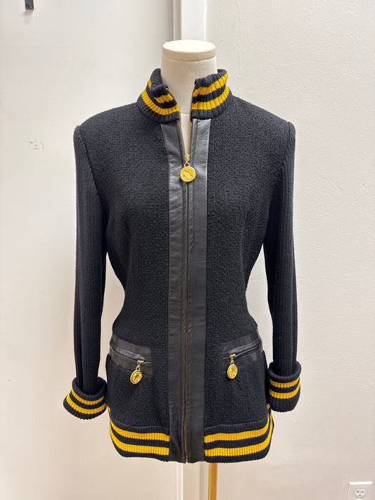 Donna Karan Black and Yellow Military Jacket