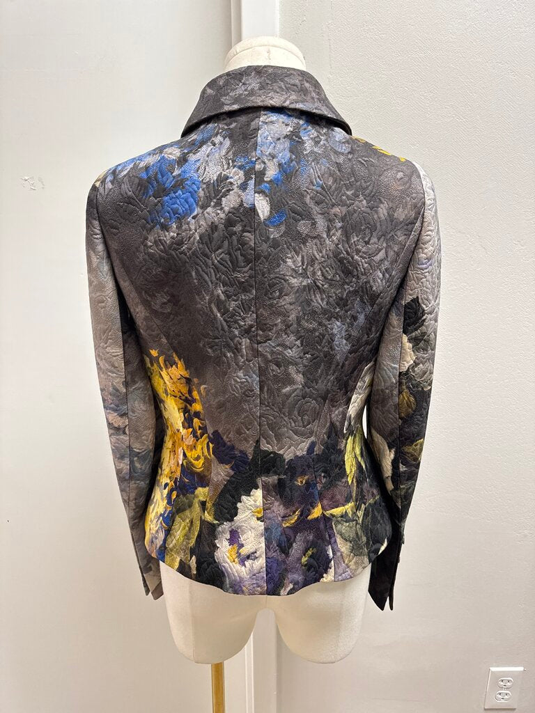 Escada Grey Floral Water Color Blazer