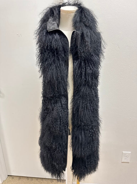 Escada Black Curly Lamb and Leather Vest