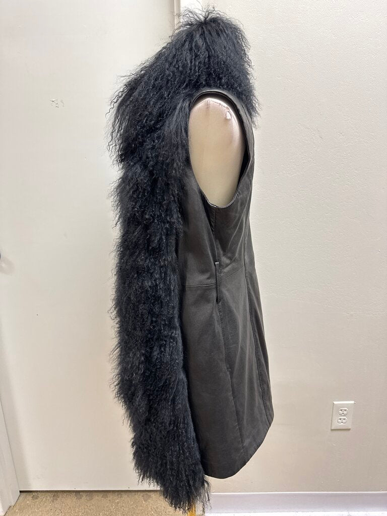 Escada Black Curly Lamb and Leather Vest