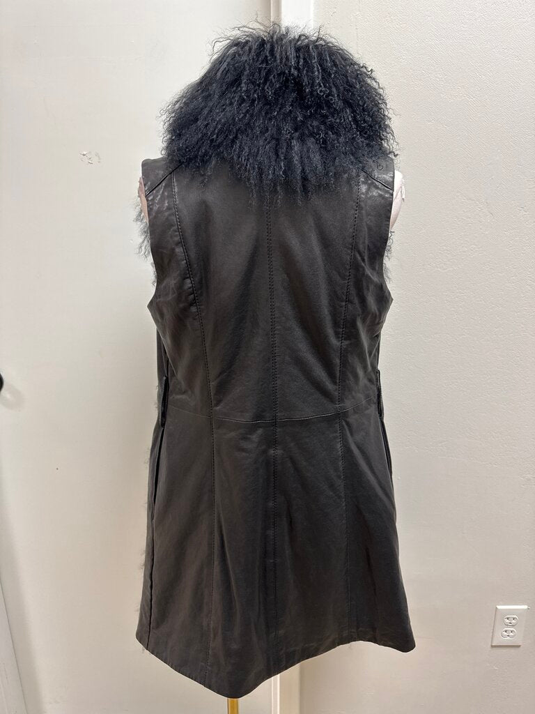 Escada Black Curly Lamb and Leather Vest