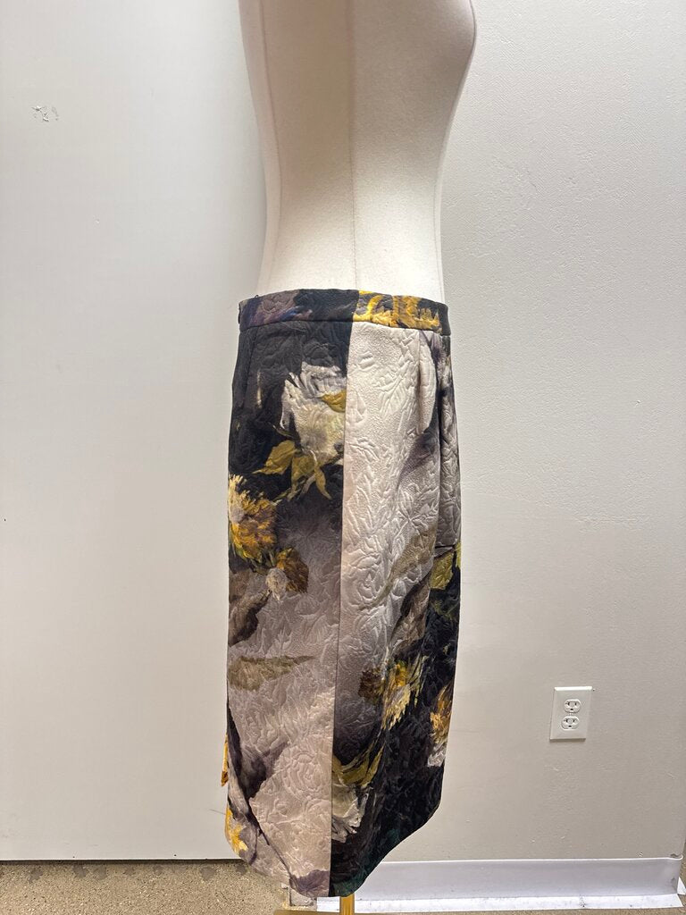 Escada Grey Floral Water Color Skirt