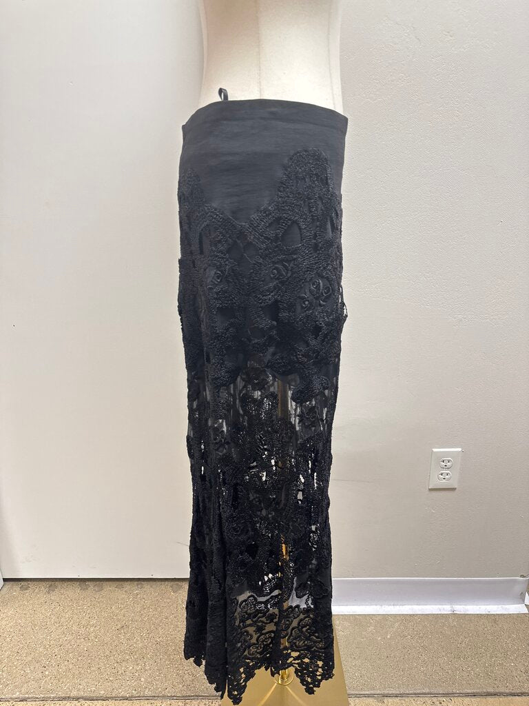 Donna Karan Black Lace Maxi Skirt