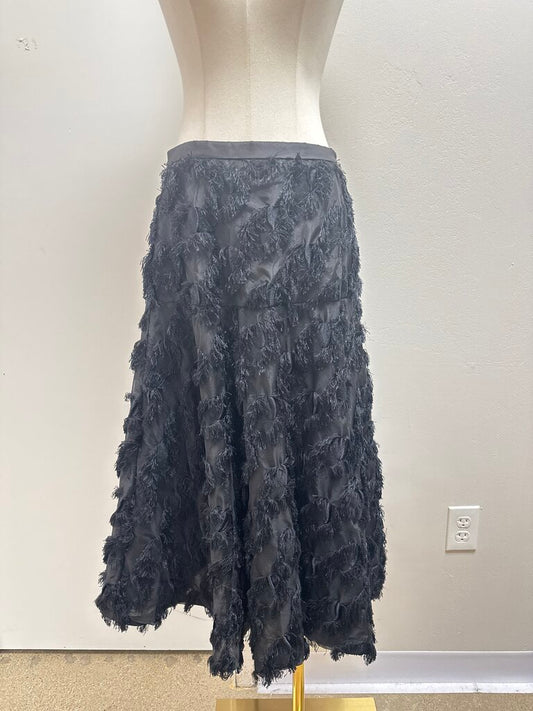 Michael Kors Black Fringe Midi Skirt