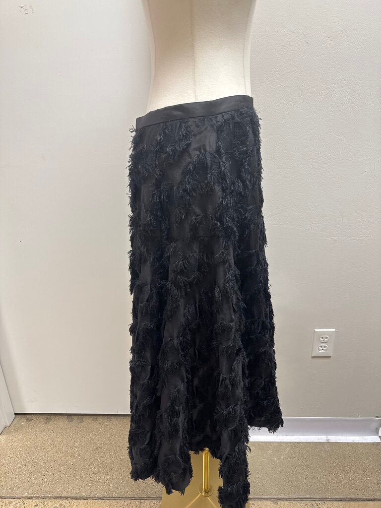 Michael Kors Black Fringe Midi Skirt