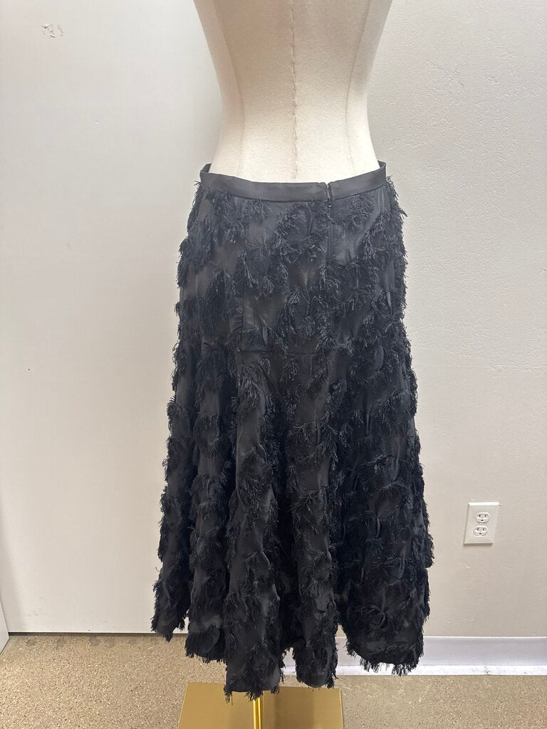 Michael Kors Black Fringe Midi Skirt