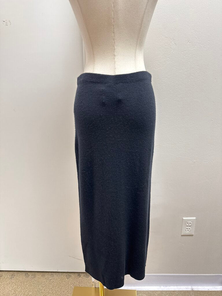 Donna Karan Black Midi Cashmere Skirt