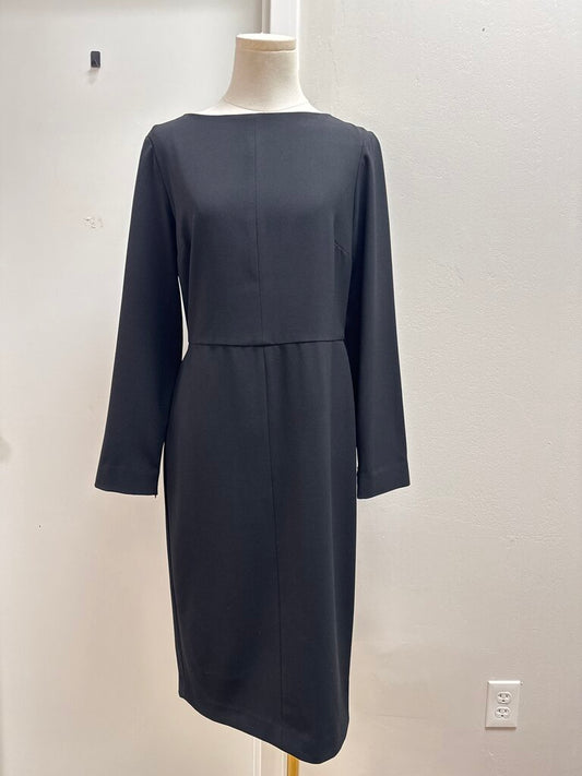 Saks Fifth Ave Black Long Sleeve Midi Dress