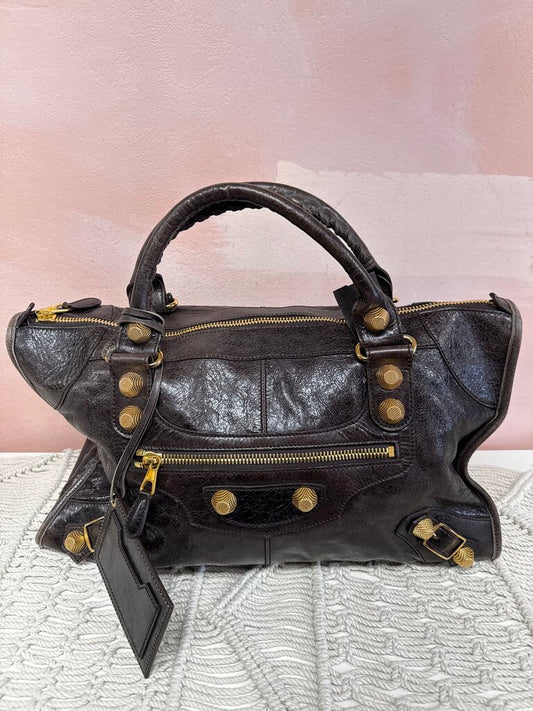 Balenciaga Brown Leather Work Tote