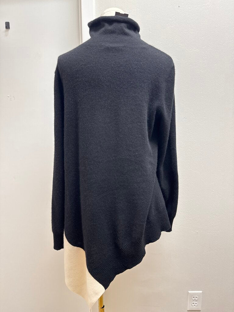 Saks Fifth Ave Black and Cream Hi Low Turtleneck Sweater