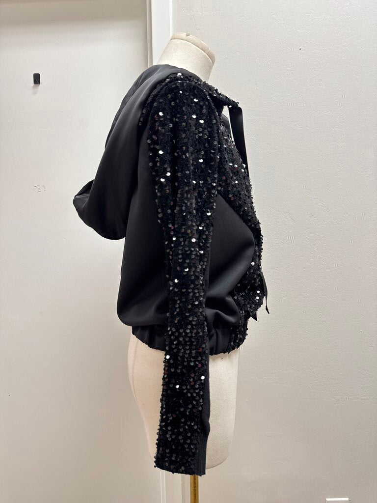 Tricot Chic Black Sequin Zip Up Jacket
