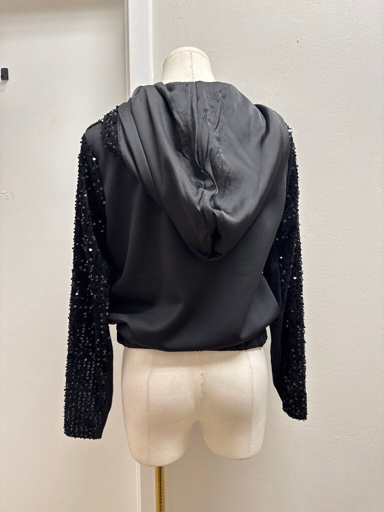 Tricot Chic Black Sequin Zip Up Jacket