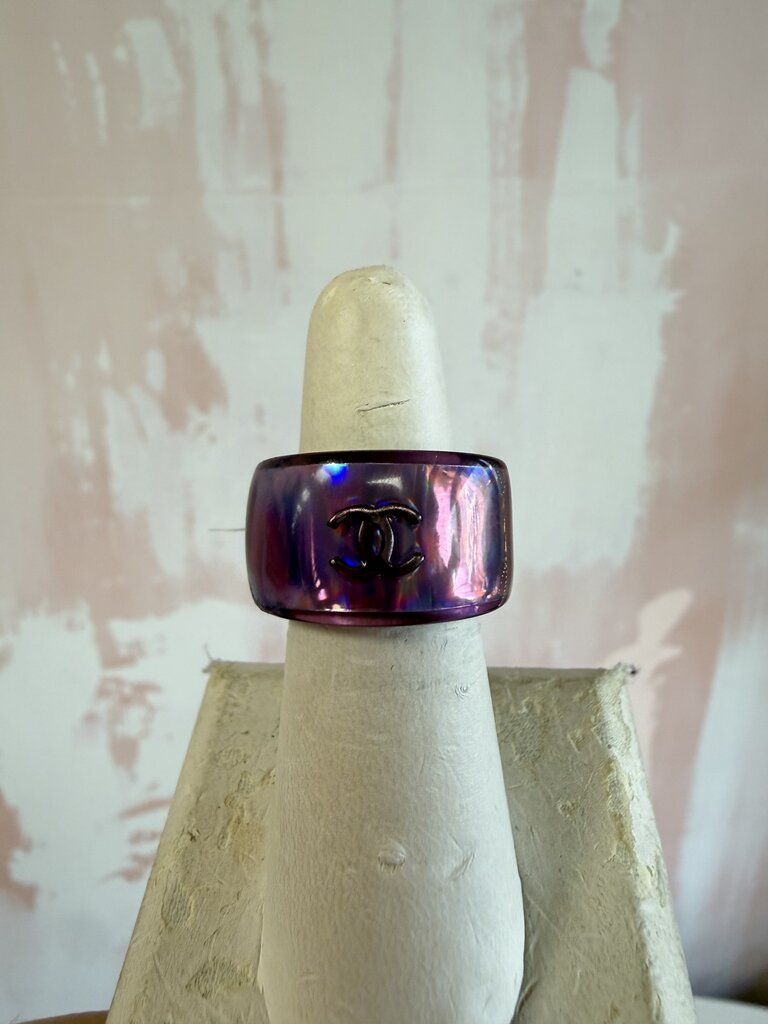 Chanel Purple Iridescent Holographic Vintage Ring