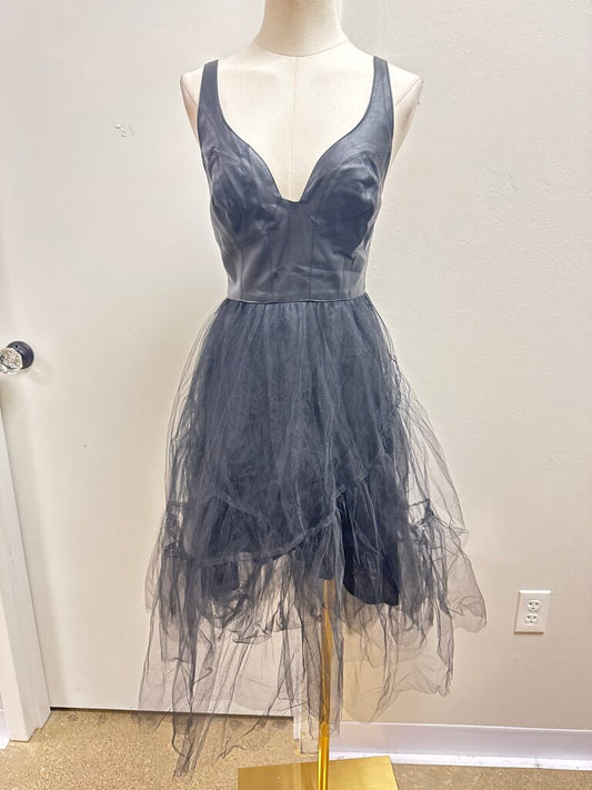 Anthropologie Black Tulle and Leather Dress NWT