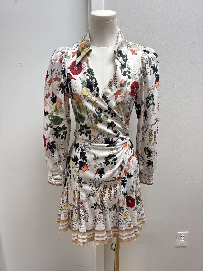 Alice + Olivia Ivory Floral Wrap Dress NWT