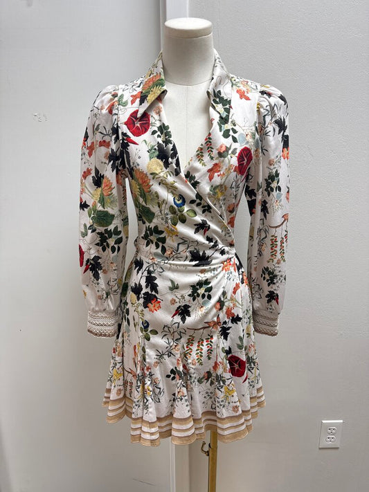 Alice + Olivia Ivory Floral Wrap Dress NWT