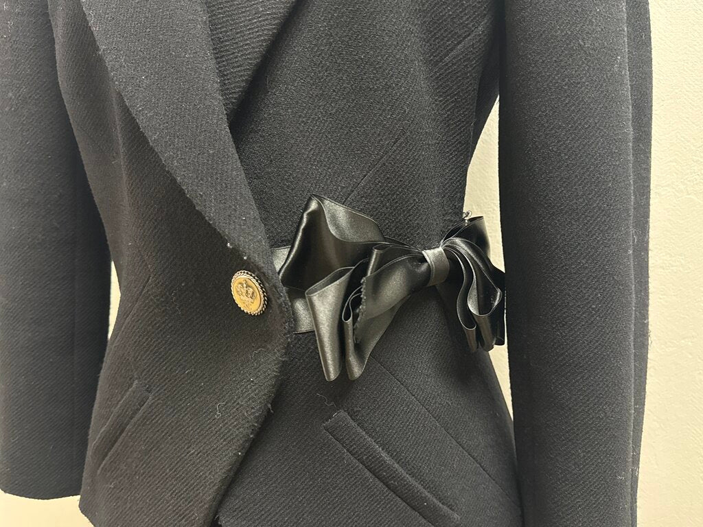 Chanel Black Vintage Satin Bow Detail Skirt Suit Fall '08