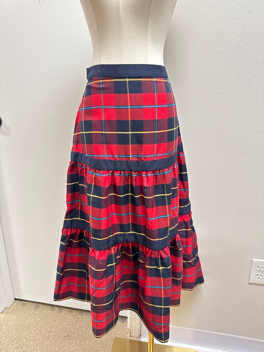 Gretchen Scott Red Plaid Midi Skirt NWT