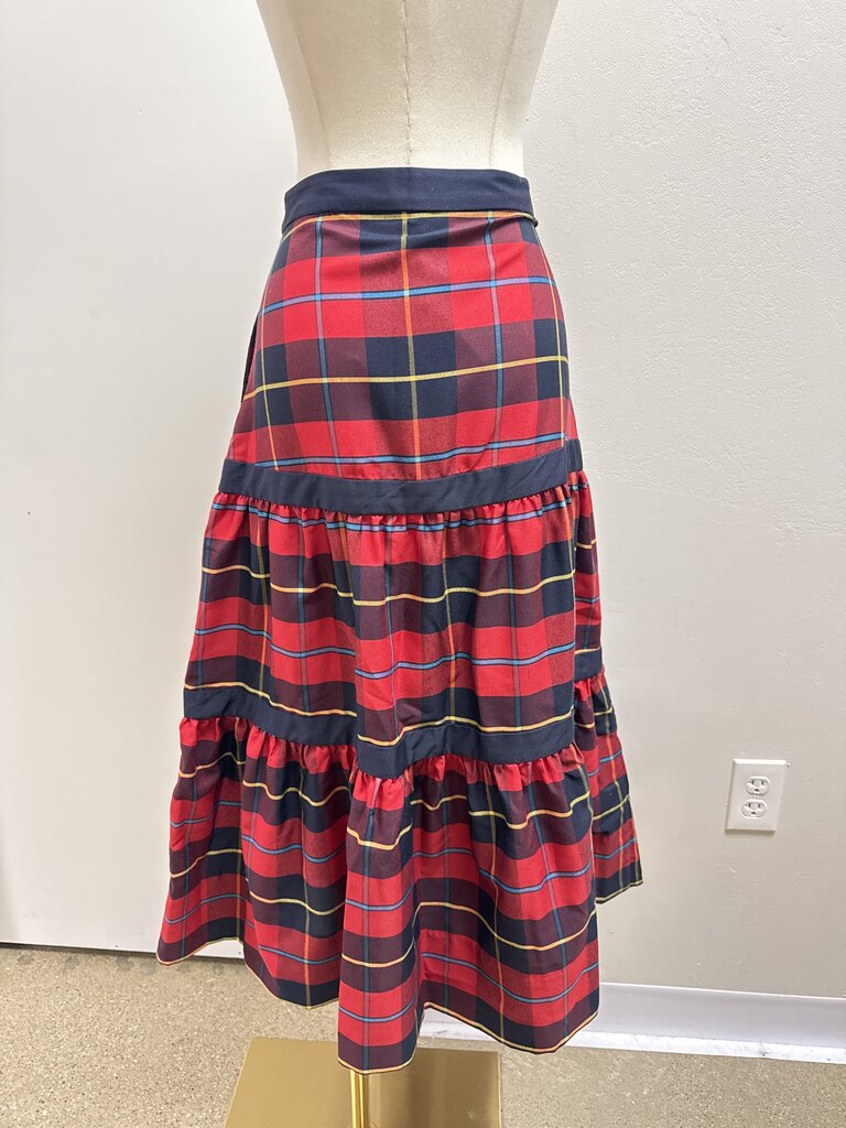 Gretchen Scott Red Plaid Midi Skirt NWT