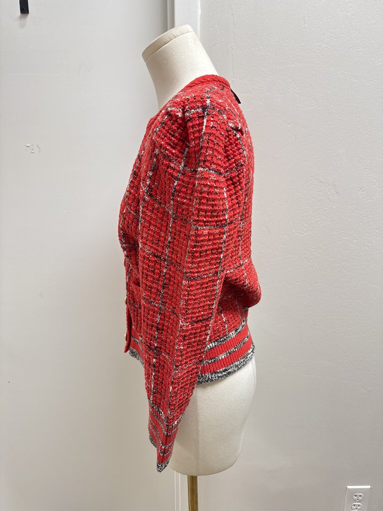 L'Agence Red Plaid Tweed Jacket