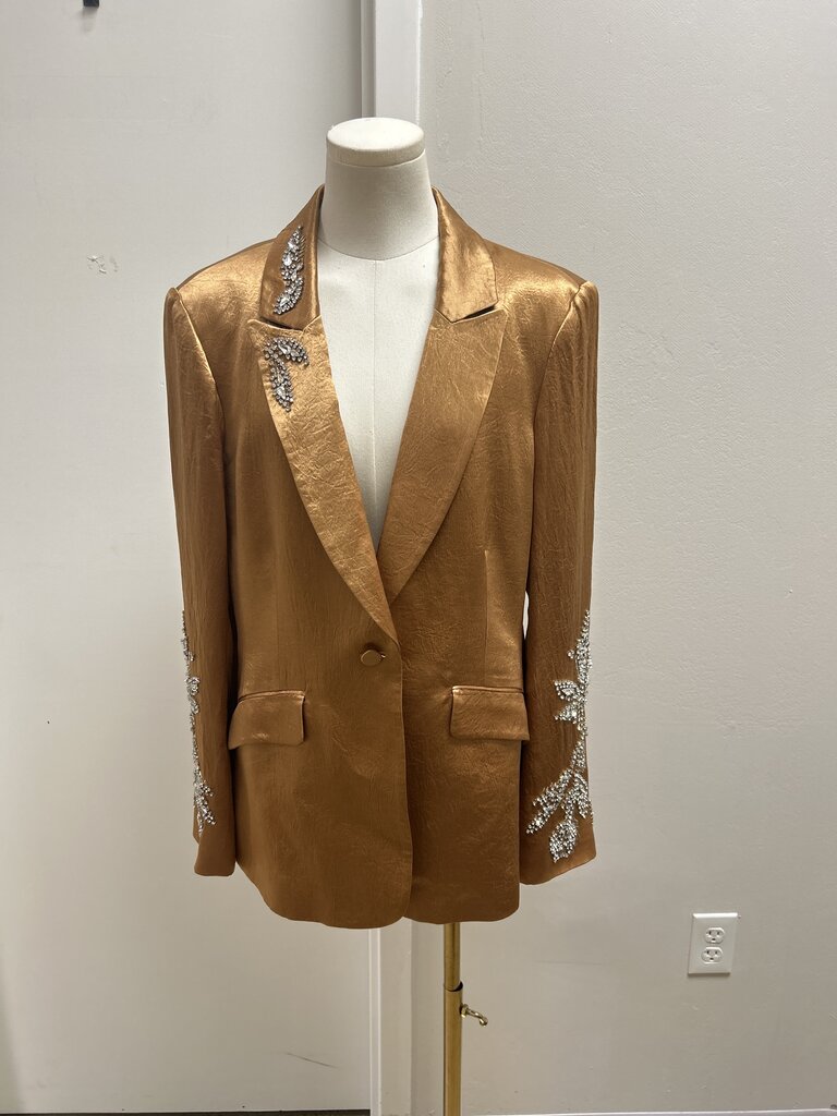 Cinq a Sept Gold Embellished Blazer NWT