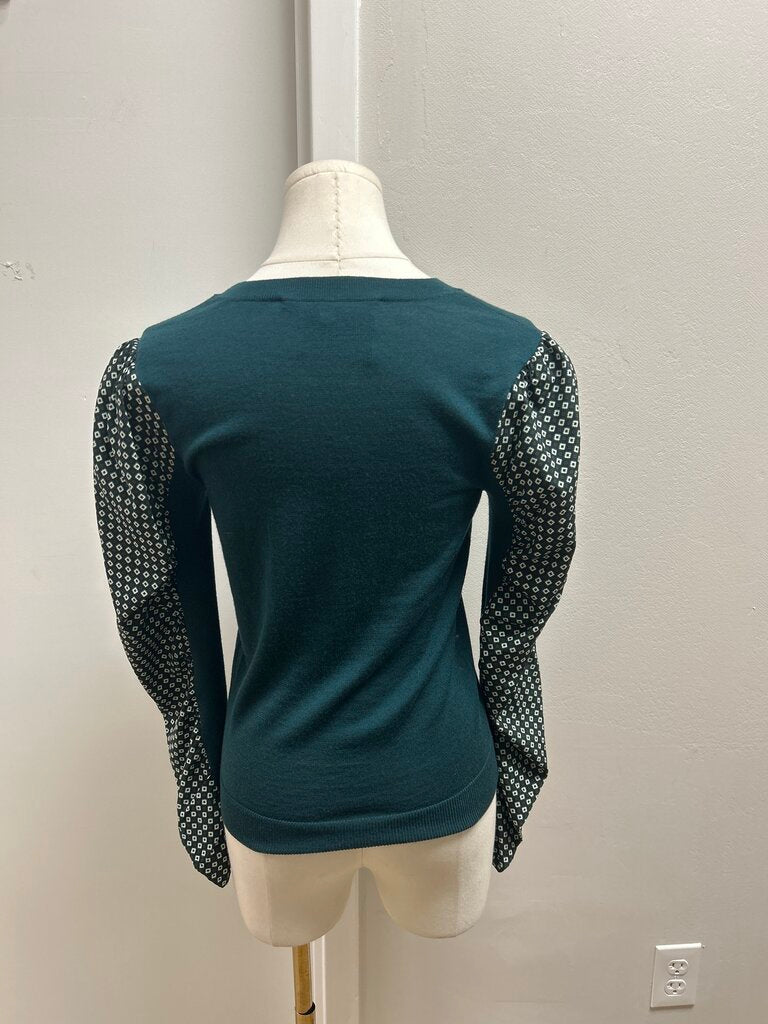 Veronica Beard Green Mixed Media Sweater