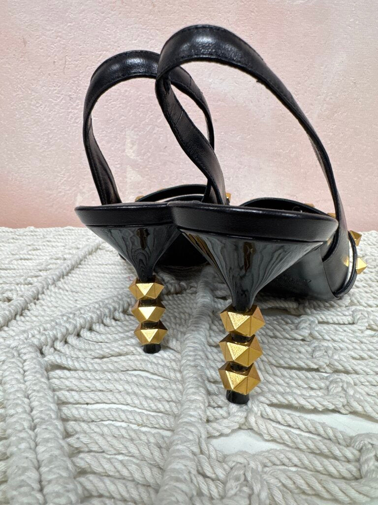 Valentino Black Rockstud Slingback
