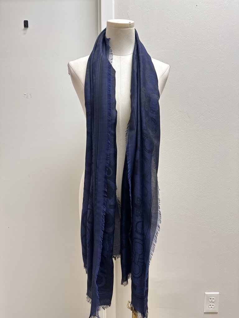 Ferragamo Blue Logo Scarf (As Is)