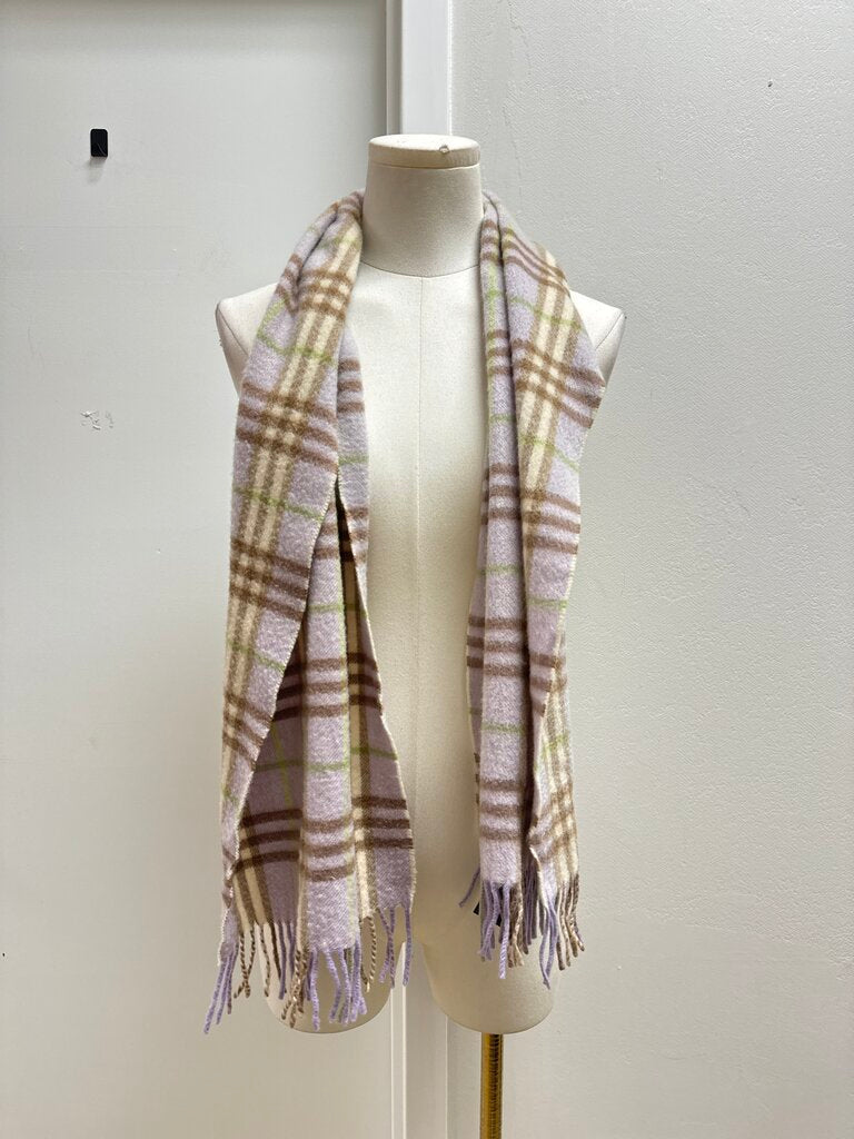 Burberry Tan and Lilac Plaid Scarf