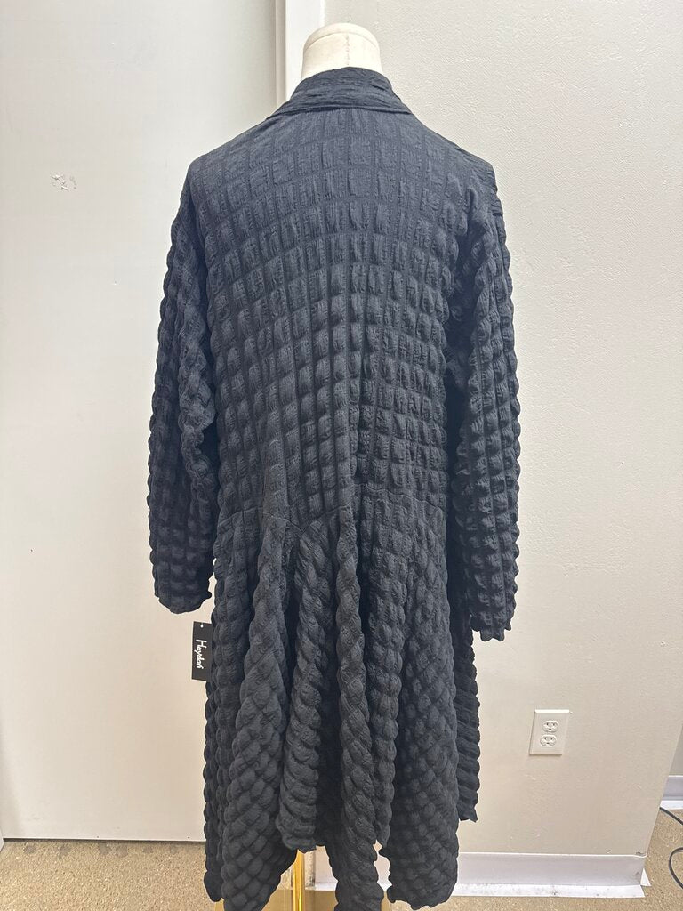 Heydari Black Crinkle Swing Coat NWT