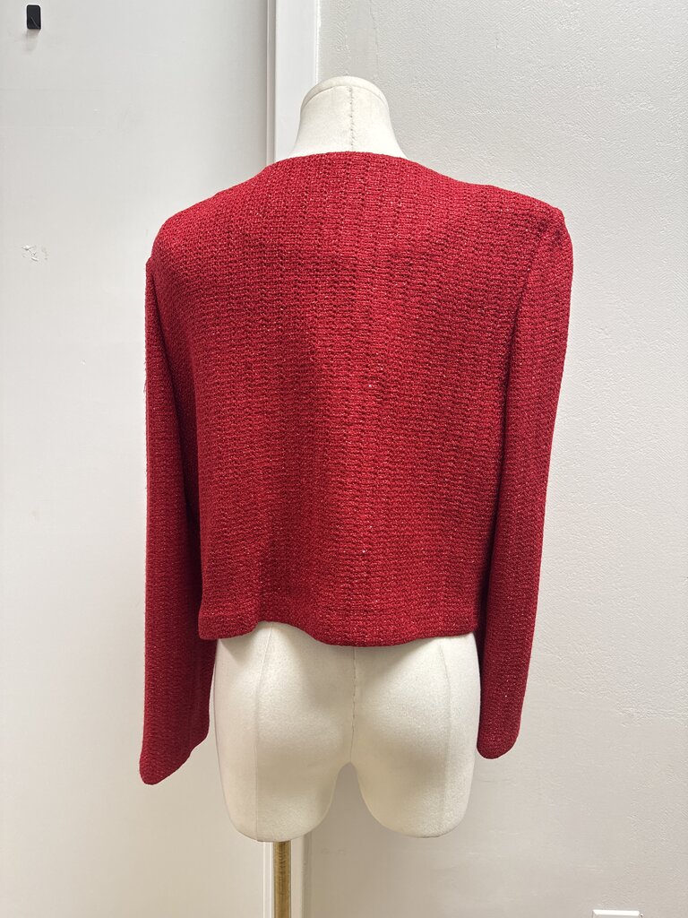 St John Red Metallic Knit Jacket NWT