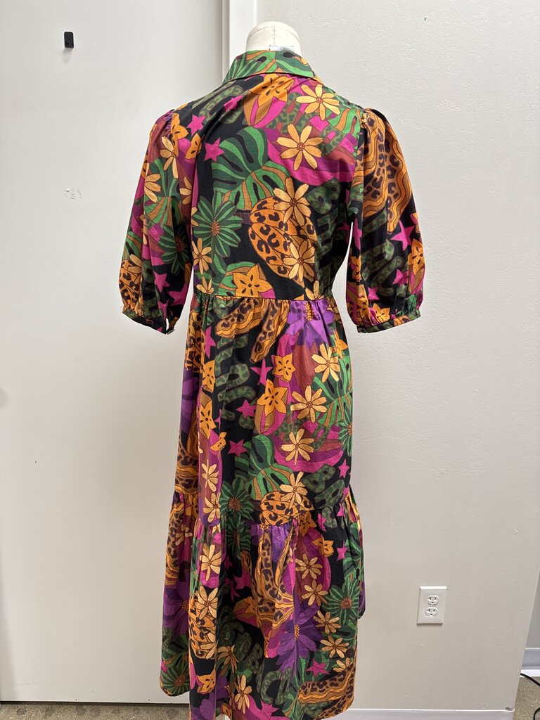 Farm Rio Black Floral Maxi Dress