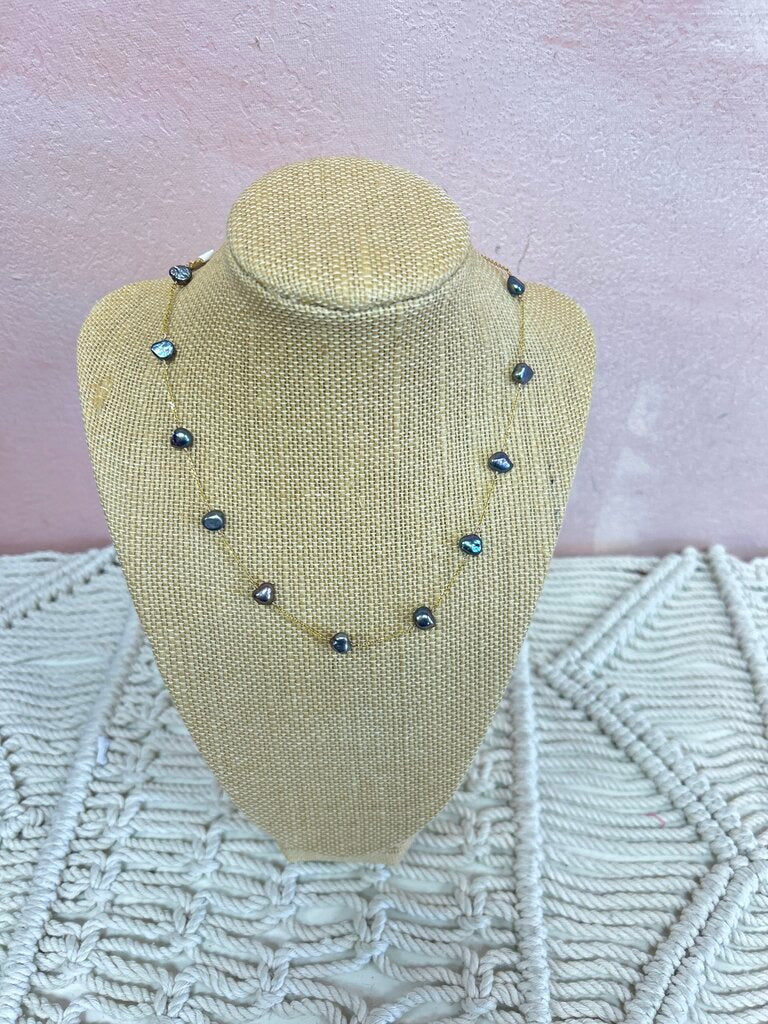 14k and Grey Pearl Necklace