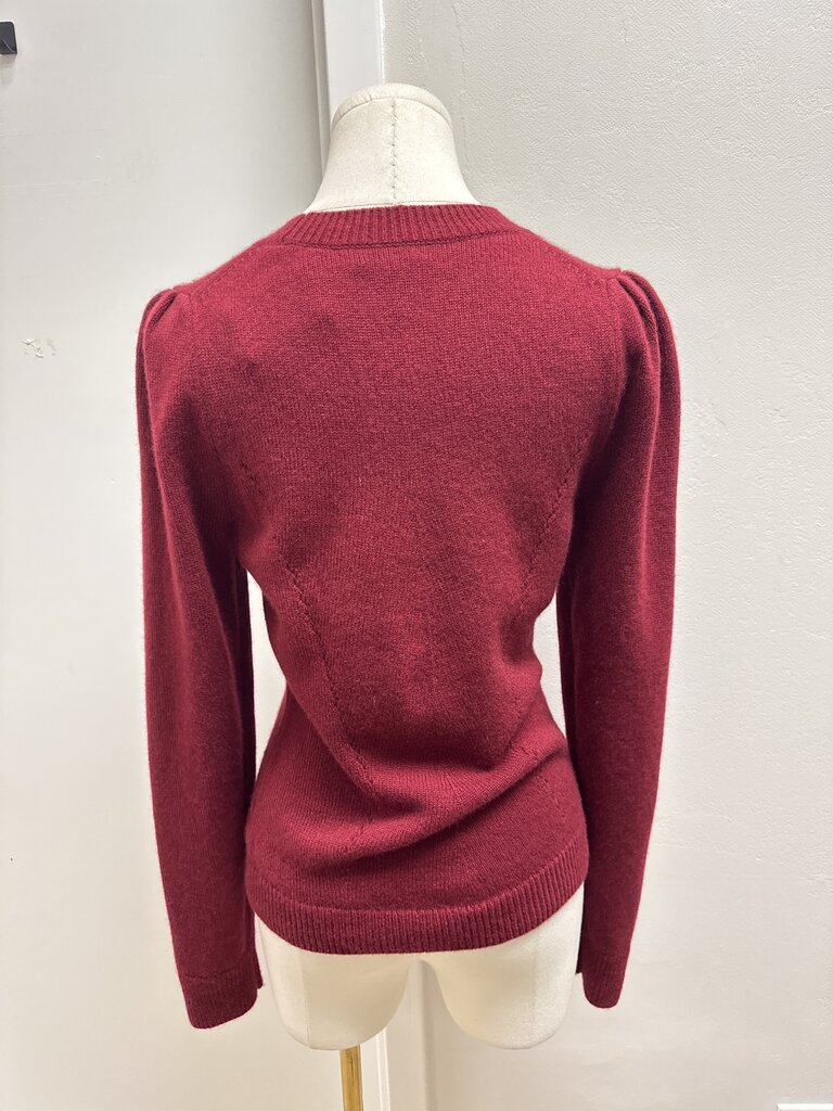 Me+Em Maroon Puff Sleeve Sweater