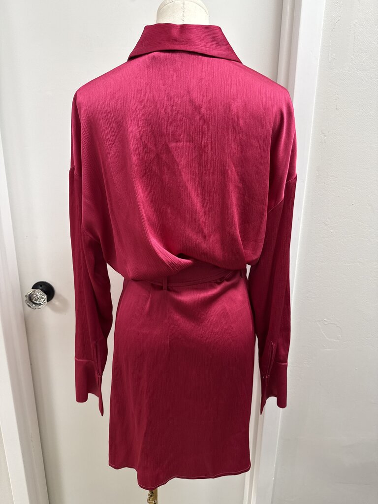 Beatrice B Fuchsia Crepe Belted Dress